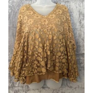 Belle France Womens Y2K Sheer Babydoll Fairy Top Size S Floral Feminine Flowy